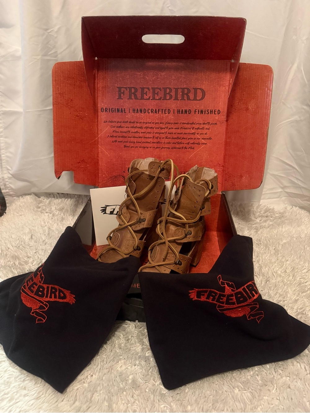freebird Brown Leather Gladiator Lace-Up Sandals